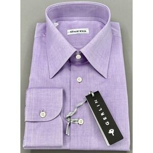 Gerlin Shirt Mens 15.75 40 Purple Solid Long Sleeve Dress Cotton Made Italy NWT‎